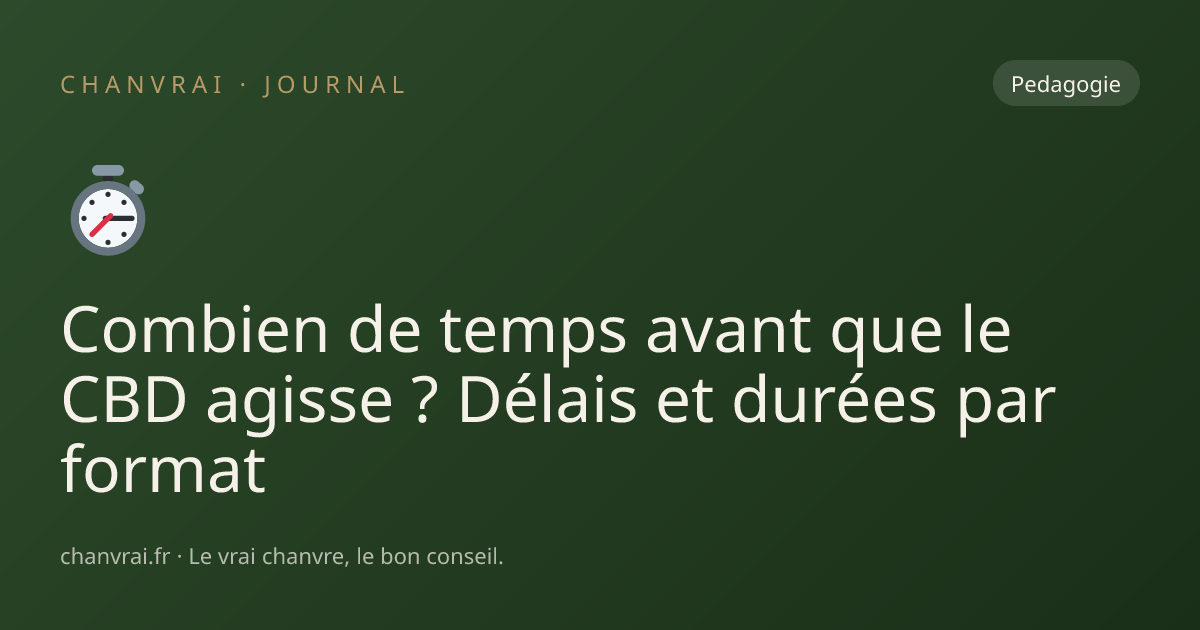 Combien de temps avant que le CBD agisse ? Délais et durées par format