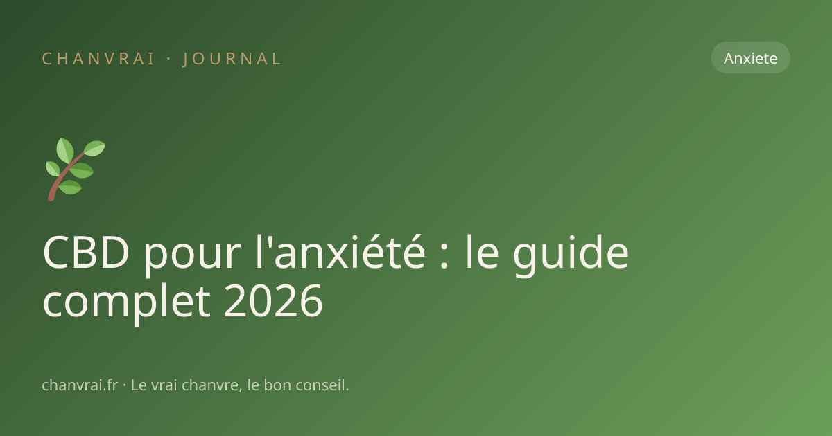 CBD pour l'anxiété : le guide complet 2026
